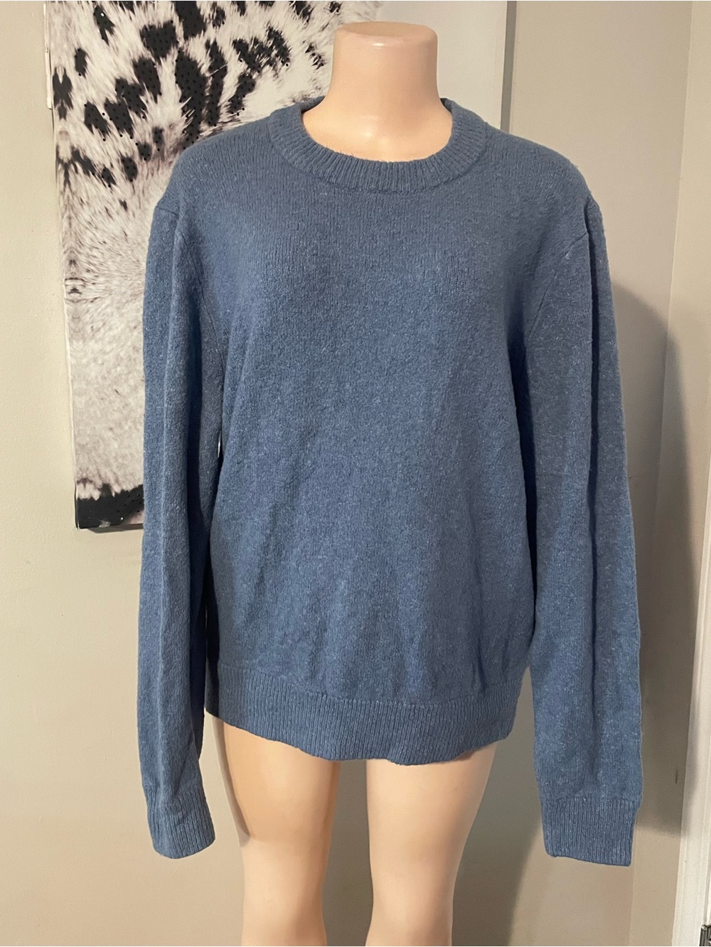American Eagle Men’s Blue crew neck sweater ribbed hem soft knit Large fall prep